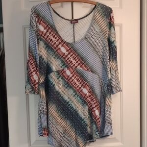 Salaam Suzie Size Large Colorful Geometric Women's Blouse
